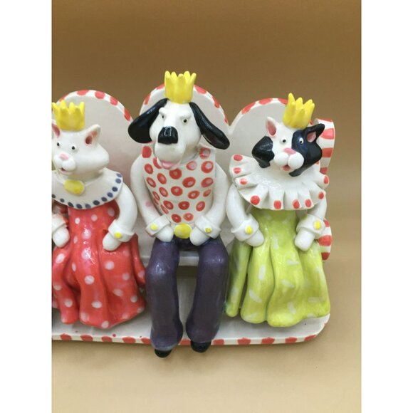 Reigning Cats & Dogs Sexton Sculpture - Unique Ceramic Figurine - Picture 5 of 13
